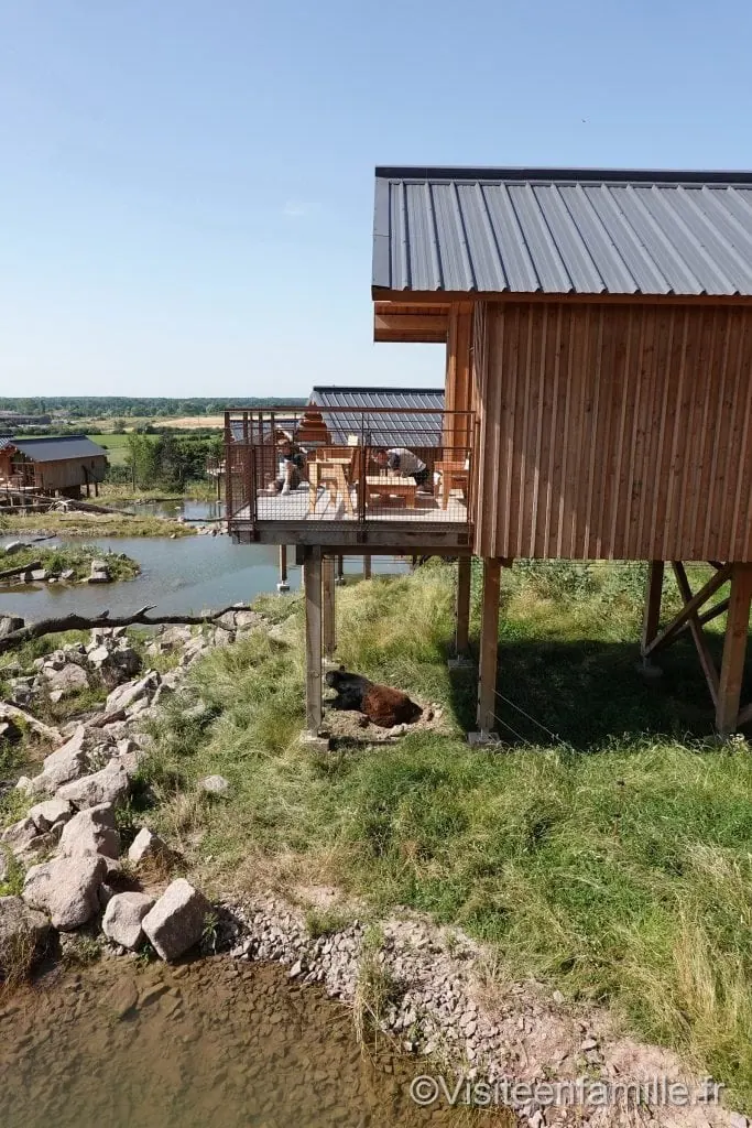 Terrasse lodge de la rivière de l’ours noir au Parc animalier de Sainte-Croix